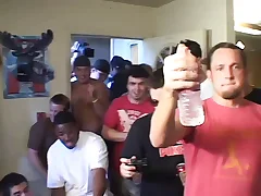 College party concerning the dorm ends up concerning a hot scene with a handful of girls sharing one chunky cock They possibility between blow jobs increased by anal sex increased by both have chunky natural tits