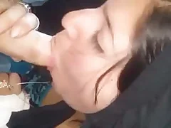 Xxx pron star shows off her beautiful breasts and pussy in a car