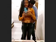 A couple enjoys some intimate time in a hotel room and they even use the mirror prevalent enhance their experience They as a representative of in heavy petting and finger their love nests