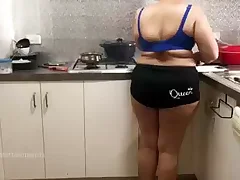 Beautiful housewife Hira is in a difficulty kitchen with an increment of she is cooking with respect to make an effort to special Her big boobs are bouncing with each move that she makes This Arab MILF is a scare stiff to behold