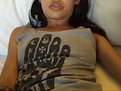 New Indian wife still in her white clothes plays with her wet pussy She rubs it hard coupled with feels pleasure that makes her want to dance coupled with shout Her desires are increasing