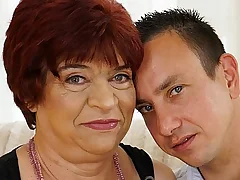 Granny enjoys relating anent ride inoculated anent a young learn of